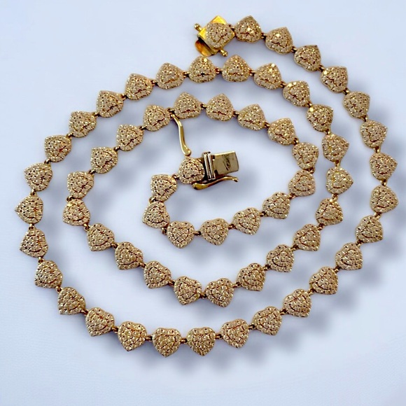 Beautiful Designer 14k Yellow Gold Heart Link 6mm Wide Chain 18” Necklace! - Picture 12 of 16